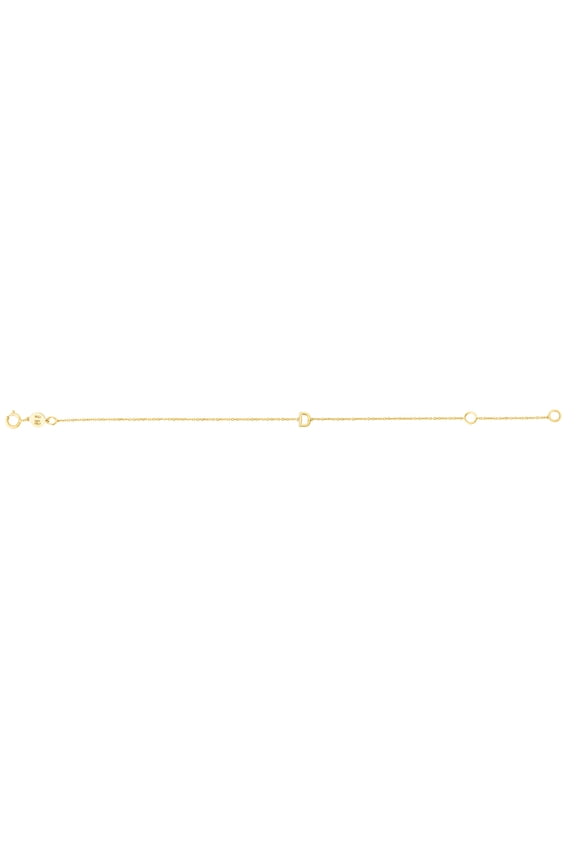 14k Yellow Gold Mini Letter Name Personalized Monogram Initial D Bracelet .9mm Chain-width 7 Inch Link Bracelet for Wome