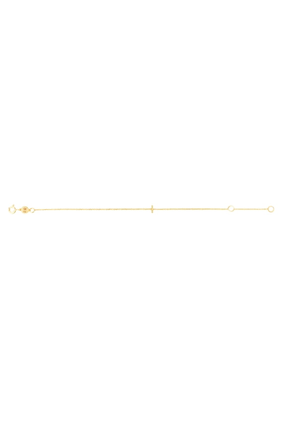 14k Yellow Gold Mini Letter Name Personalized Monogram Initial I Bracelet .9mm Chain-width 7 Inch Link Bracelet for Wome