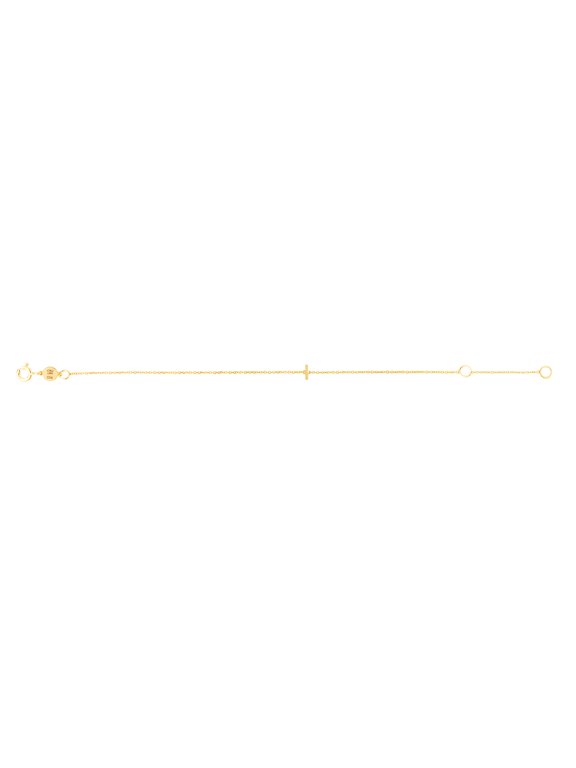 14k Yellow Gold Mini Letter Name Personalized Monogram Initial I Bracelet .9mm Chain-width 7 Inch Link Bracelet for Wome
