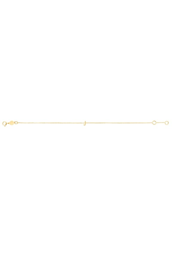 14k Yellow Gold Mini Letter Name Personalized Monogram Initial J Bracelet .9mm Chain-width 7 Inch Link Bracelet for Wome
