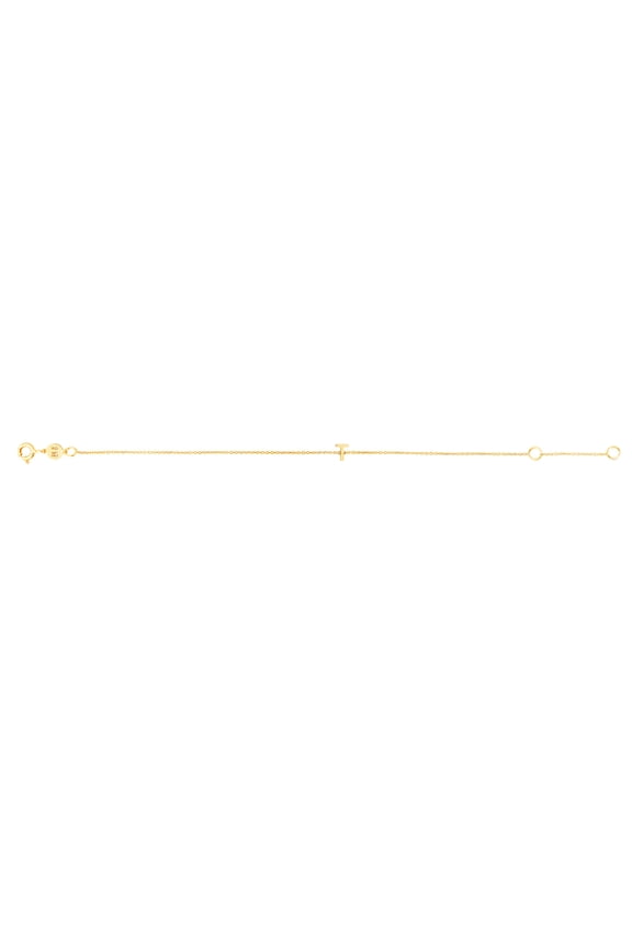 14k Yellow Gold Mini Letter Name Personalized Monogram Initial T Bracelet .9mm Chain-width 7 Inch Link Bracelet for Wome