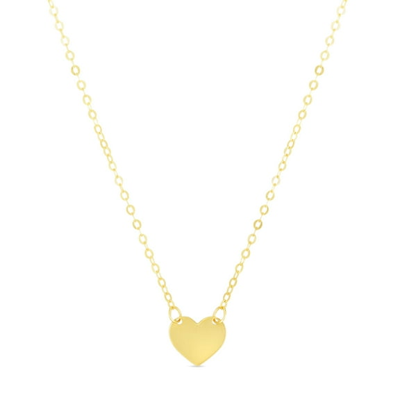 14k Yellow Gold Mini Love Heart Pendant Chain Necklace With Spring-ring Clasp 1.1mm Chain-width 18 Inch Chain Necklace f