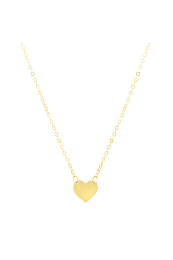 14k Yellow Gold Mini Love Heart Pendant Chain Necklace With Spring-ring Clasp 1.1mm Chain-width 18 Inch Chain Necklace f