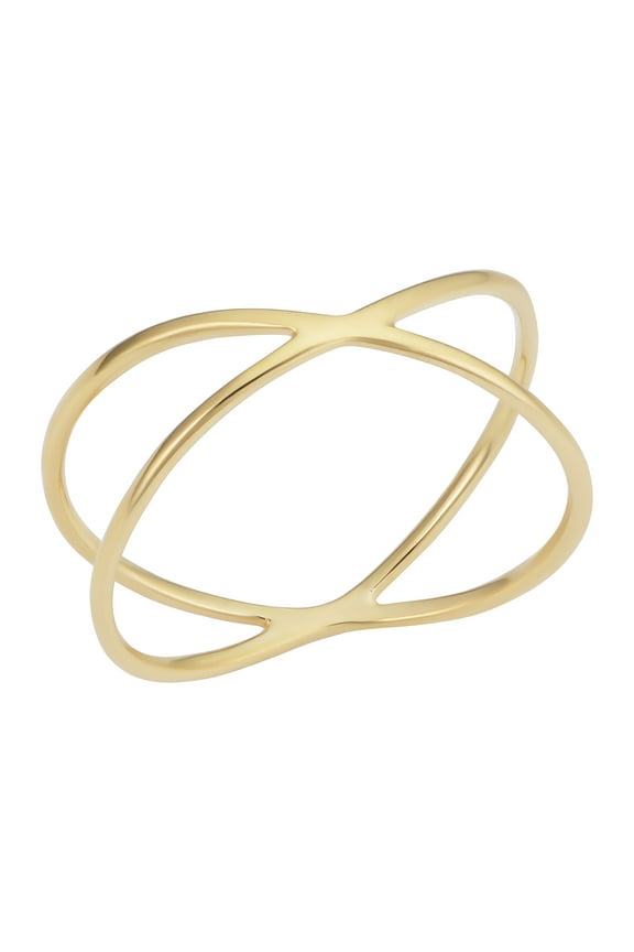 KoolJewelry 14k Yellow Gold Minimalist Criss Cross X Knuckle Ring (size 9)