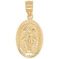 thumbnail image 1 of 14k Yellow Gold, Miraculous Virgin Mother Mary Pendant Charm Oval 10mm Wide, 1 of 6
