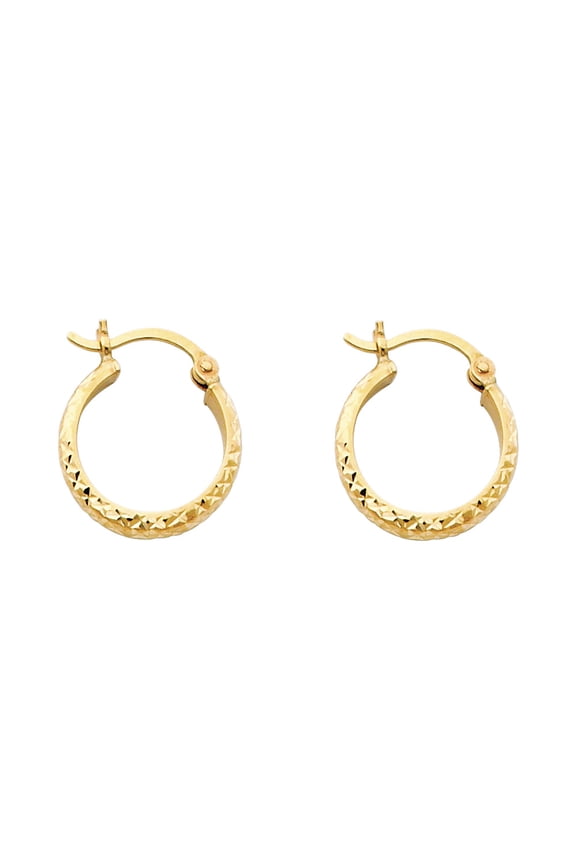 14k Yellow Gold Modern Hoop Hinge Clasp Round Circle Earrings Jewelry Female Unisex