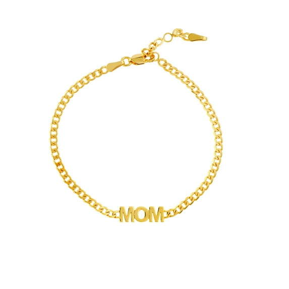 14k Yellow Gold Mom Plate 6.25 Inch 6.75 Inch 7.25 Inch Adjustable Bracelet 7.25 Inch Link Bracelet for Women