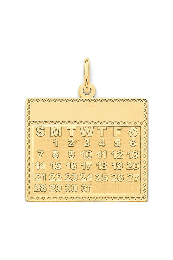 14k Yellow Gold Monday the First Day Calendar Pendant