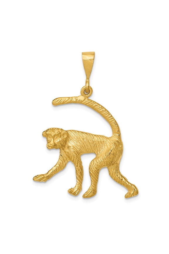 14k Yellow Gold Monkey Charm Pendant