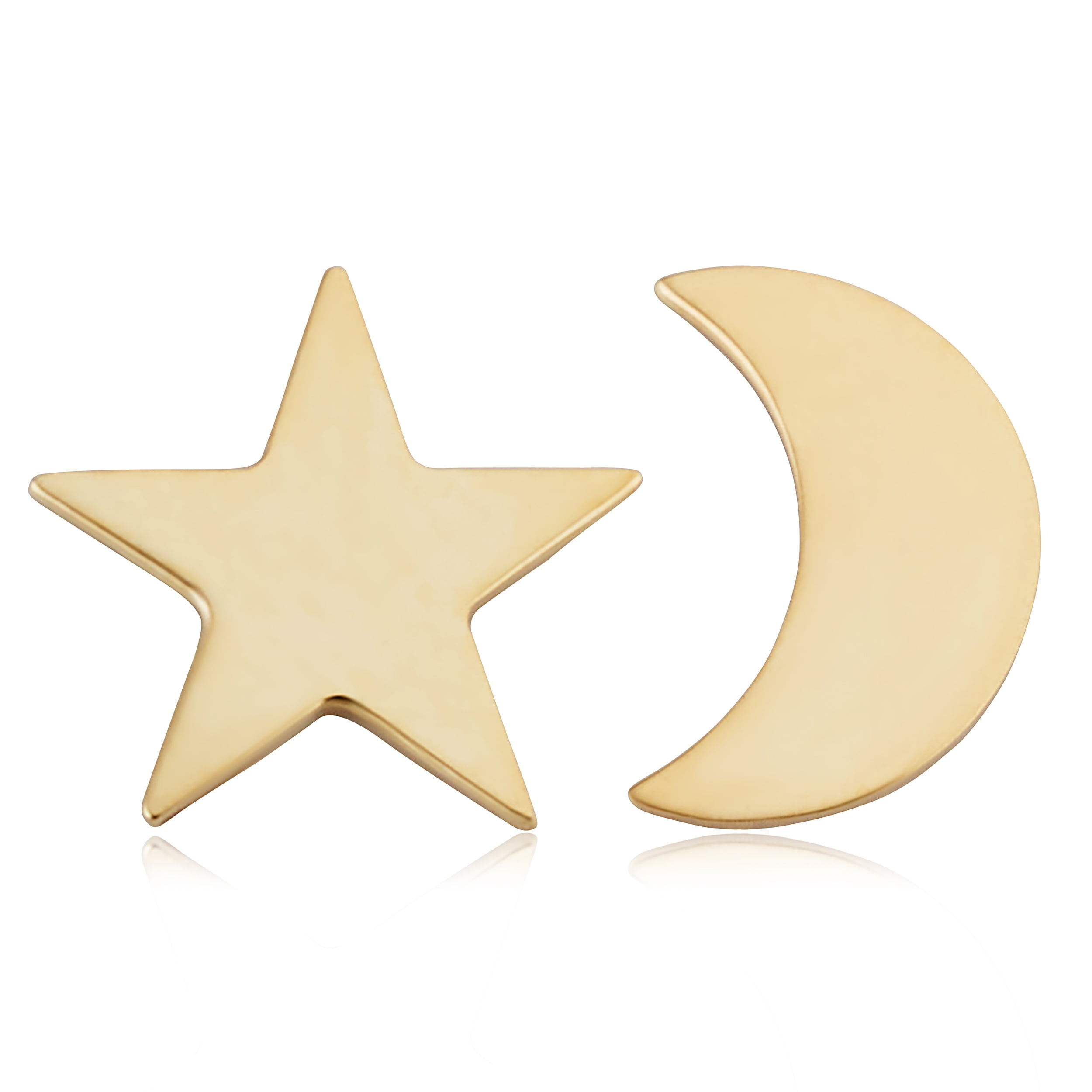 FREMADA Au Naturale 14k Yellow Gold Moon and Star Mismatched Stud Earrings - Minimalist Jewelry for Women | Made In Italy