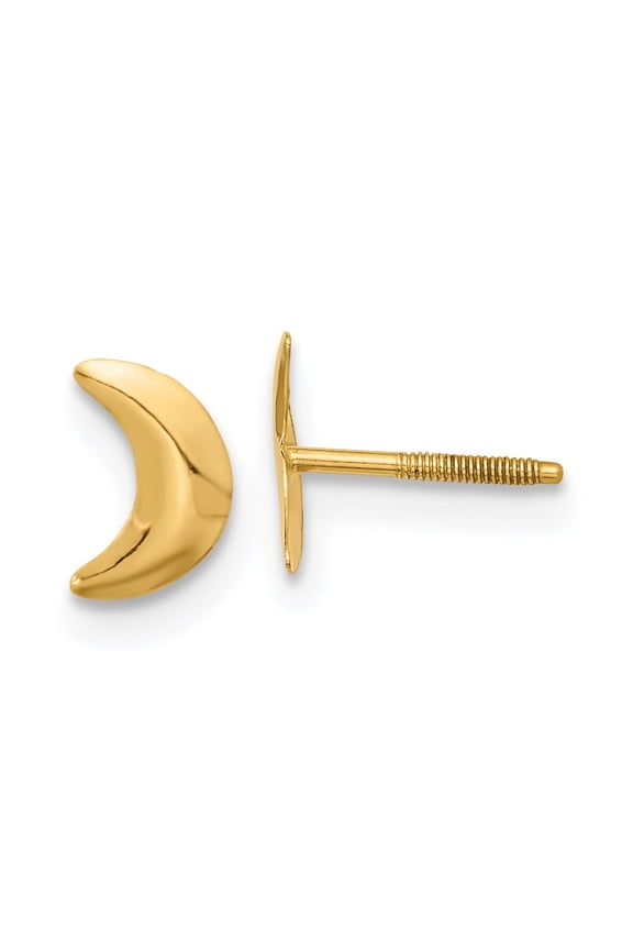 14k Yellow Gold Moon Post Earrings Fine Jewelry For Women Gifts For Her