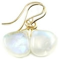 thumbnail image 1 of 14k Yellow Gold Moonstone Earrings Rainbow Blue Smooth Cut Teardrop Dainty Hearts Designed for Adult Women and s, 1 of 5