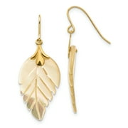 ICE CARATS 14k Yellow Gold Mother Of Pearl Leaf Drop Dangle Chandelier Earrings Fine Jewelry For Women Gifts For Her