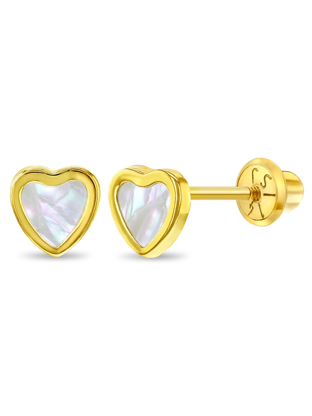 14kt Gold White Daisy Baby Earrings for babies and children-screw back  earrings