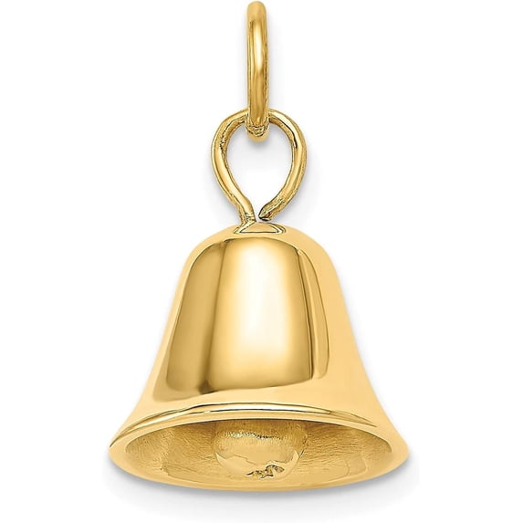 14k Yellow Gold Moveable 3D Wedding Bell Charm - 20mm
