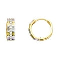thumbnail image 1 of 14k Yellow Gold Multi Color Cubic Zirconia Huggies Earrings, (15mm X 15mm), 1 of 2