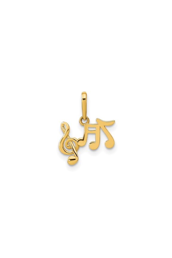 14k Yellow Gold Music Note Pendant with Treble Clef and Eighth Notes, Unisex Jewelry Charm for Musicians, Symbolic Artistic Accessory for Necklace or Bracelet