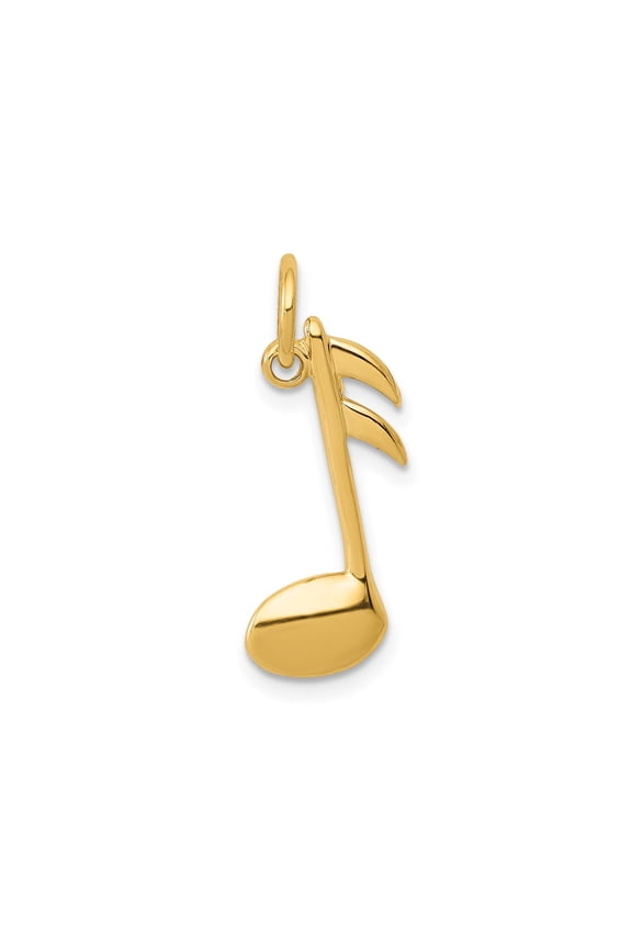 14k Yellow Gold Double Eighth Note Pendant Charm, Polished Musical Symbol
