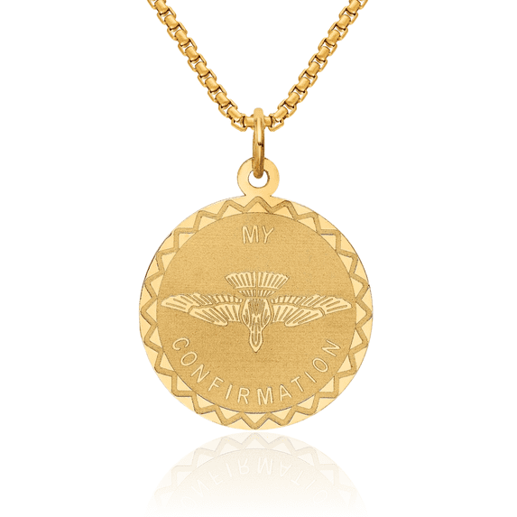 14K Solid Yellow Gold My Confirmation Necklace Chain Pendant Charm