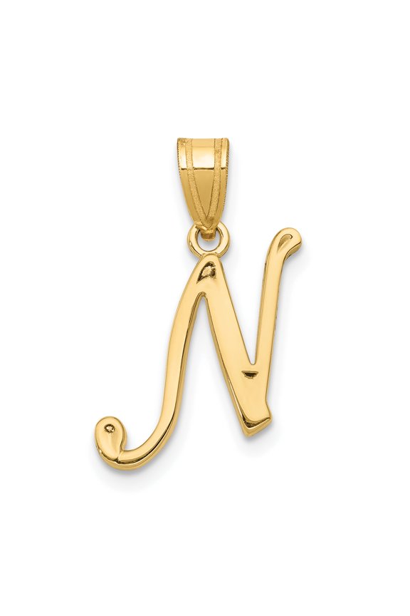 14k Yellow Gold N Script Initial Pendant Fine Jewelry For Women Gifts For Her