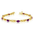 thumbnail image 1 of 14k Yellow Gold Natural Amethyst And Diamond Tennis Bracelet, 1 of 2