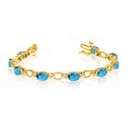 thumbnail image 1 of 14k Yellow Gold Natural Blue-Topaz And Diamond Tennis Bracelet, 1 of 2