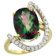 thumbnail image 1 of 14k Yellow Gold Natural Mystic Topaz Ring Oval 14x10 Diamond Accent, 3/4inch wide, size 8, 1 of 3
