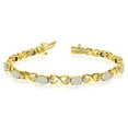 thumbnail image 1 of 14k Yellow Gold Natural Opal And Diamond Tennis Bracelet, 1 of 2