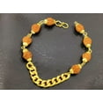 thumbnail image 1 of 14k Yellow Gold Natural Rudraksha Beads Bracelet Gold Cap And Chain Bracelet, 1 of 5