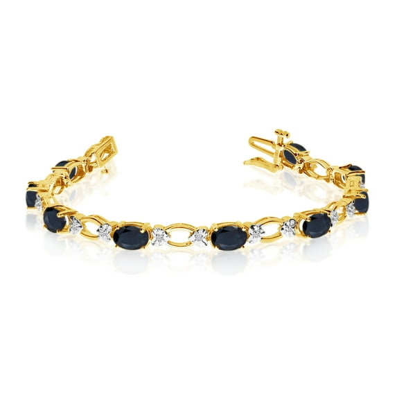 14k Yellow Gold Natural Sapphire And Diamond Tennis Bracelet