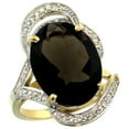 thumbnail image 1 of 14k Yellow Gold Natural Smoky Topaz Ring Diamond Accent Oval 16x12mm, size 7, 1 of 3
