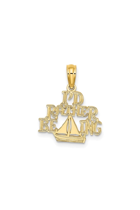 14k Yellow Gold Nautical Pendant with Sailboat Design, Maritime Charm for Men or Women, Ocean Boating Jewelry, Sea Lover Accessory, Beach and Sailing Style