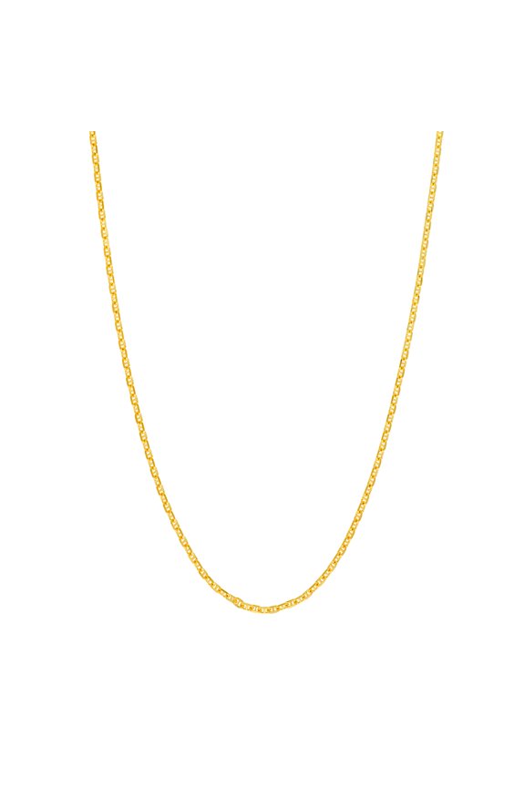 14k Yellow Gold Nautical Ship Mariner Anchor Chain Necklace 1.25mm Lobster Claw Closure 24 Inch Chain Necklace for Women