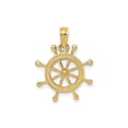 thumbnail image 1 of 14k Yellow Gold Nautical Ship Wheel Pendant for Men or Unisex, Maritime Helm Design Symbolizing Direction and Adventure, Sea Navigation Jewelry, Ocean Theme Charm, 1 of 4