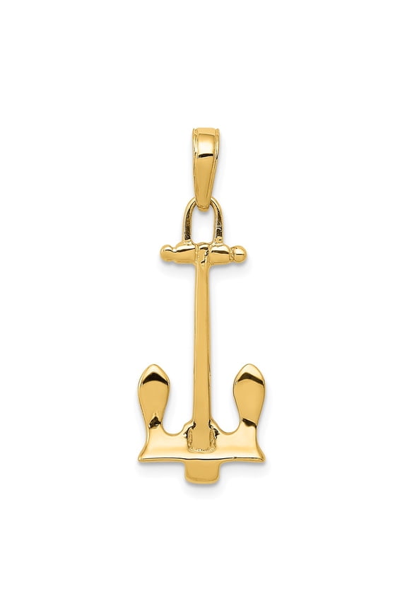 14k Yellow Gold Navy Anchor Pendant