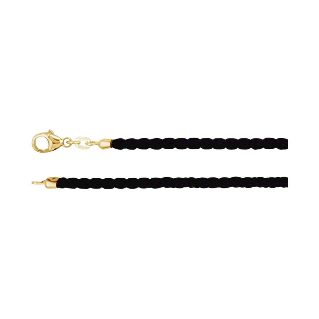 14k Yellow Gold Necklace 16 Inch Black Braided Leather Cord With Lobster Clasp Pendant Necklace for Women