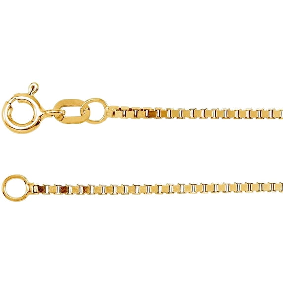 14k Yellow Gold Necklace 18 Inch 1.3mm Sparkle-Cut Box Chain With Spring-Ring Chain Necklace for Women and Men