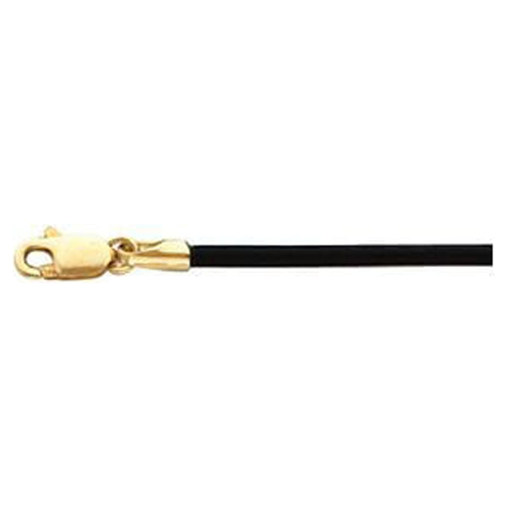 14k Yellow Gold Necklace - .4 Grams - 18 Inch Black Leather 1.5mm Cord With Lobster Clasp