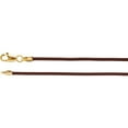 thumbnail image 1 of 14k Yellow Gold Necklace - .4 Grams - 18 Inch Brown Leather 1.5mm Cord With Lobster Clasp, 1 of 2