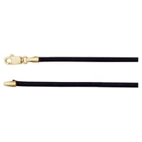 14k Yellow Gold Necklace - .4 Grams - 24 Inch Black Leather 2mm Cord With Lobster Clasp