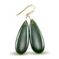 thumbnail image 1 of 14k Solid Yellow Gold Nephrite Jade Earrings Large Long Green Simple Dangles 2.3 In Spyglass Designs Women, 1 of 4