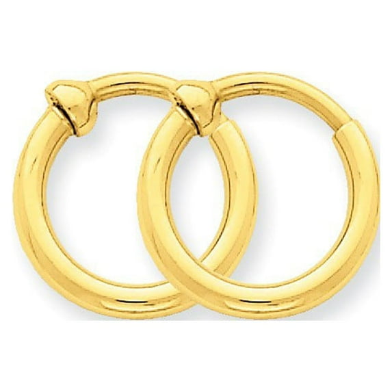 14k Yellow Gold Non-Pierced Hoop Earrings - 1.3 Grams - Measures 14x14mm