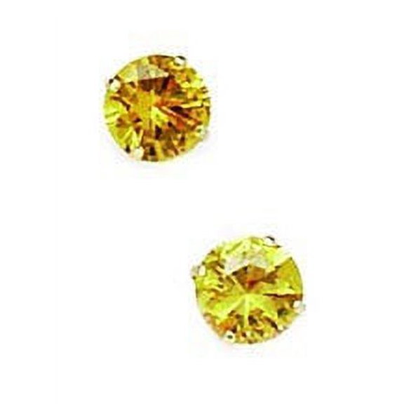 14k Yellow Gold November Yellow 5mm Round Cubic Zirconia Screw-Back Earrings