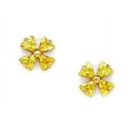 thumbnail image 1 of 14k Yellow Gold November Yellow CZ 4 Petal Flower Screw-Back Earrings - Measures 7x7mm, 1 of 2