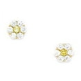 thumbnail image 1 of 14k Yellow Gold November Yellow CZ Medium Flower Screw-Back Earrings - Measures 5x5mm, 1 of 2