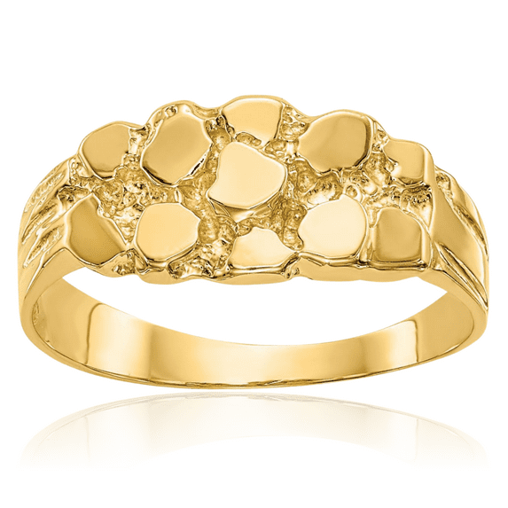 14K Solid Yellow Gold Chunky Nugget Ring