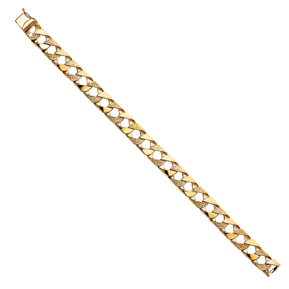 14k Yellow Gold Nugget Comfort Curb Link Bracelet Link Bracelet for Women - 24.3 Grams