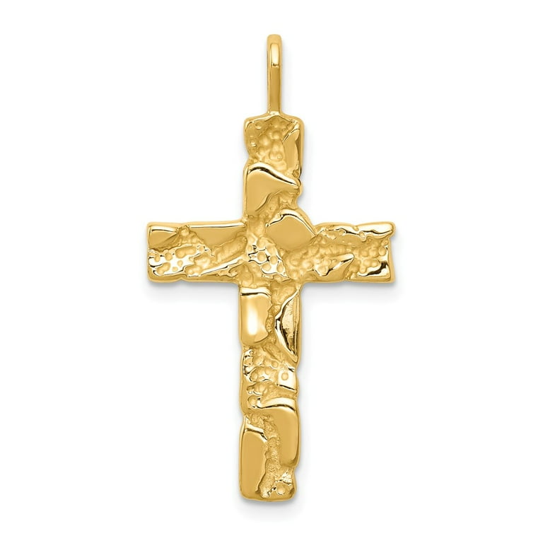 14k gold deals nugget cross pendant/charm