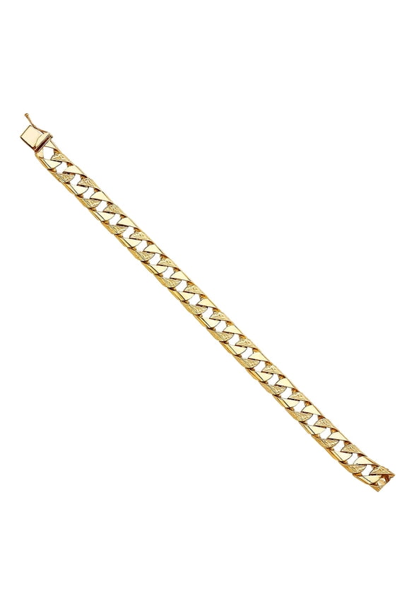14k Yellow Gold Nugget Cuban Link Bracelet - 8.5" | Elegant 14KY Gold Chain Bracelets for Men and Women | Weight 27.5 | Men’s Jewelry for Gift