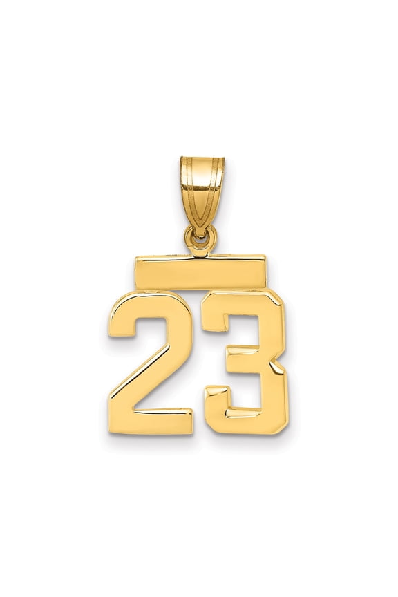 14k Yellow Gold Number 23 Pendant for Men and Unisex, Sporty Athletic Jewelry Symbolizing Greatness, Bold Basketball Inspired Necklace, Motivational Statement Accessory